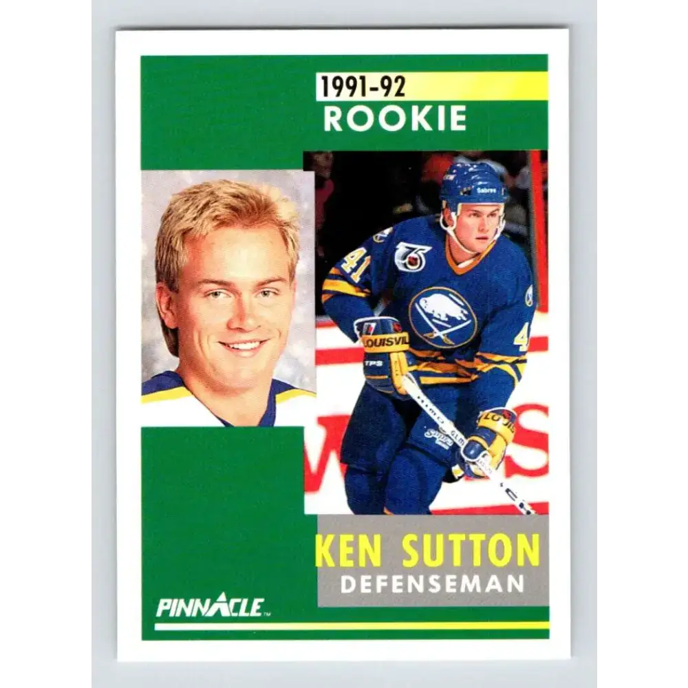 1991-92 Pinnacle #325 Ken Sutton NM-MT RC Rookie Buffalo Sabres Hockey Card - Hockey Card Single