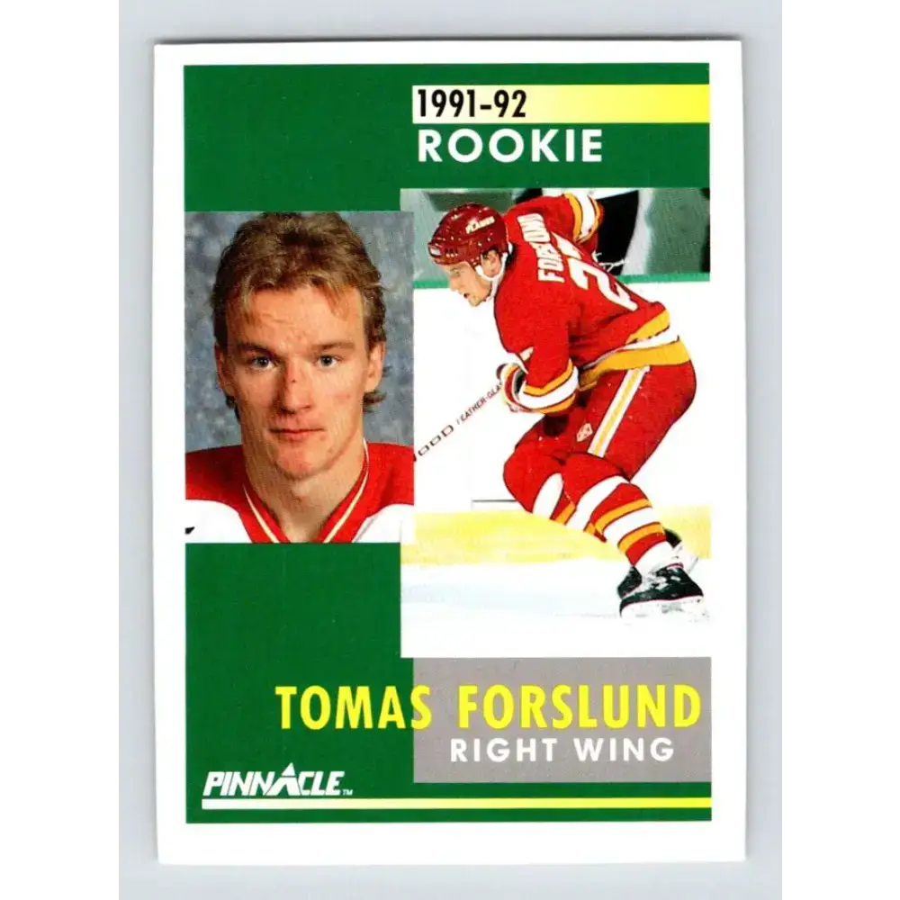 1991-92 Pinnacle #333 Tomas Forslund NM-MT RC Rookie Calgary Flames Hockey Card - Hockey Card Single