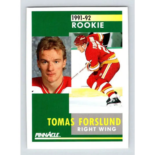 1991-92 Pinnacle #333 Tomas Forslund NM-MT RC Rookie Calgary Flames Hockey Card - Hockey Card Single
