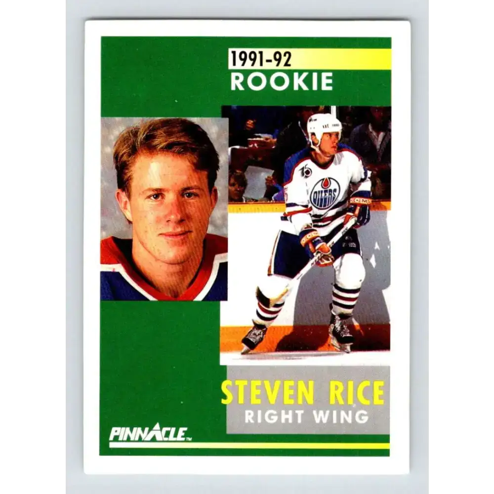 1991-92 Pinnacle #334 Steven Rice NM-MT Edmonton Oilers Hockey Card - Hockey Card Single