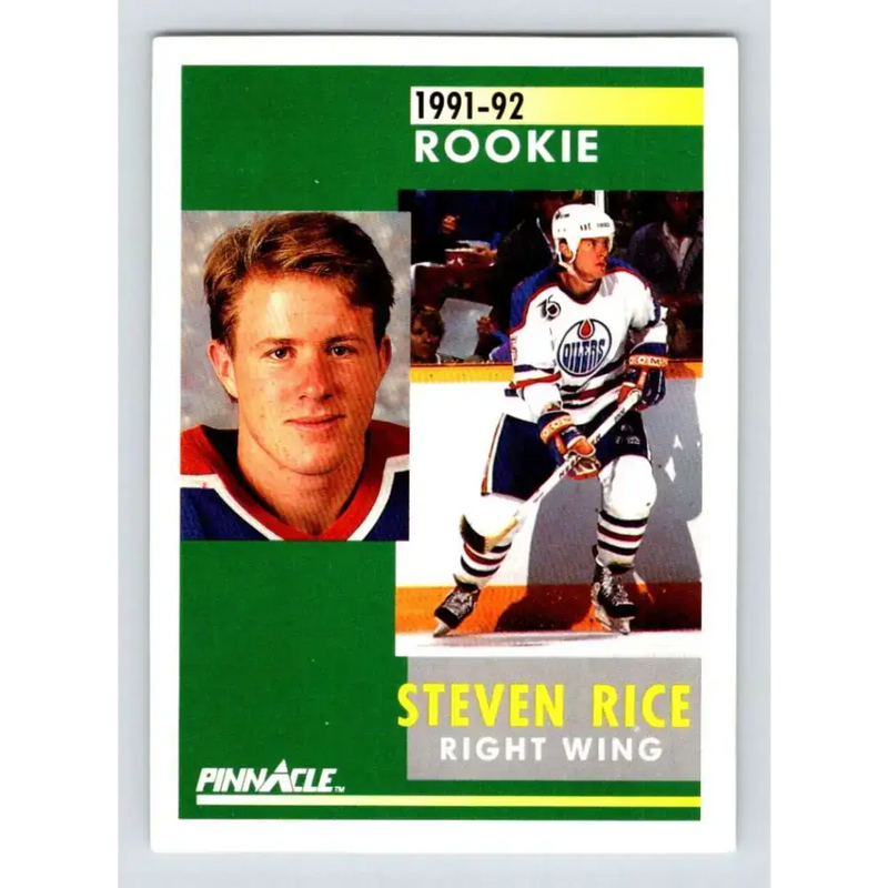 1991-92 Pinnacle #334 Steven Rice NM-MT Edmonton Oilers Hockey Card - Hockey Card Single