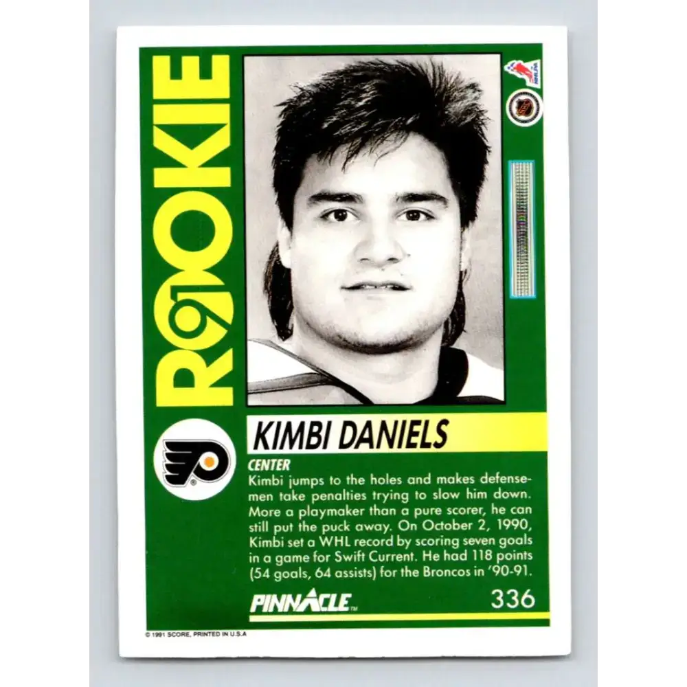1991-92 Pinnacle #336 Kimbi Daniels NM-MT Philadelphia Flyers Hockey Card - Hockey Card Single