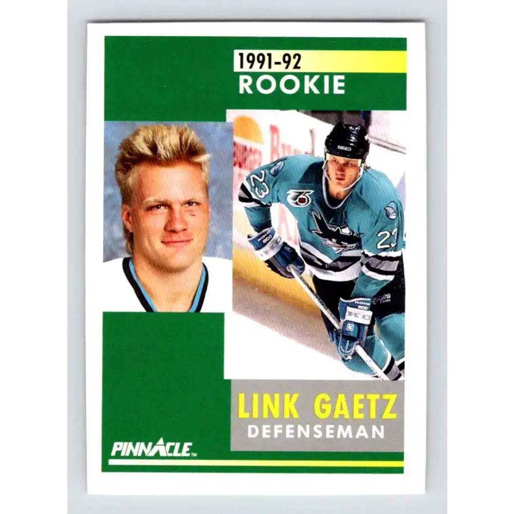 1991-92 Pinnacle #339 Link Gaetz NM-MT San Jose Sharks Hockey Card - Hockey Card Single