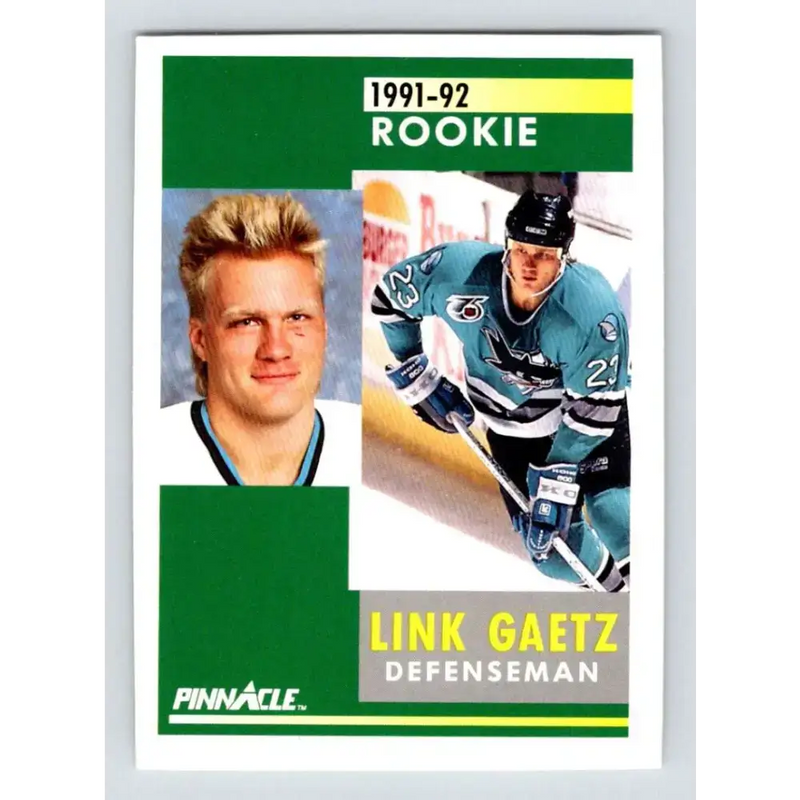 1991-92 Pinnacle #339 Link Gaetz NM-MT San Jose Sharks Hockey Card - Hockey Card Single