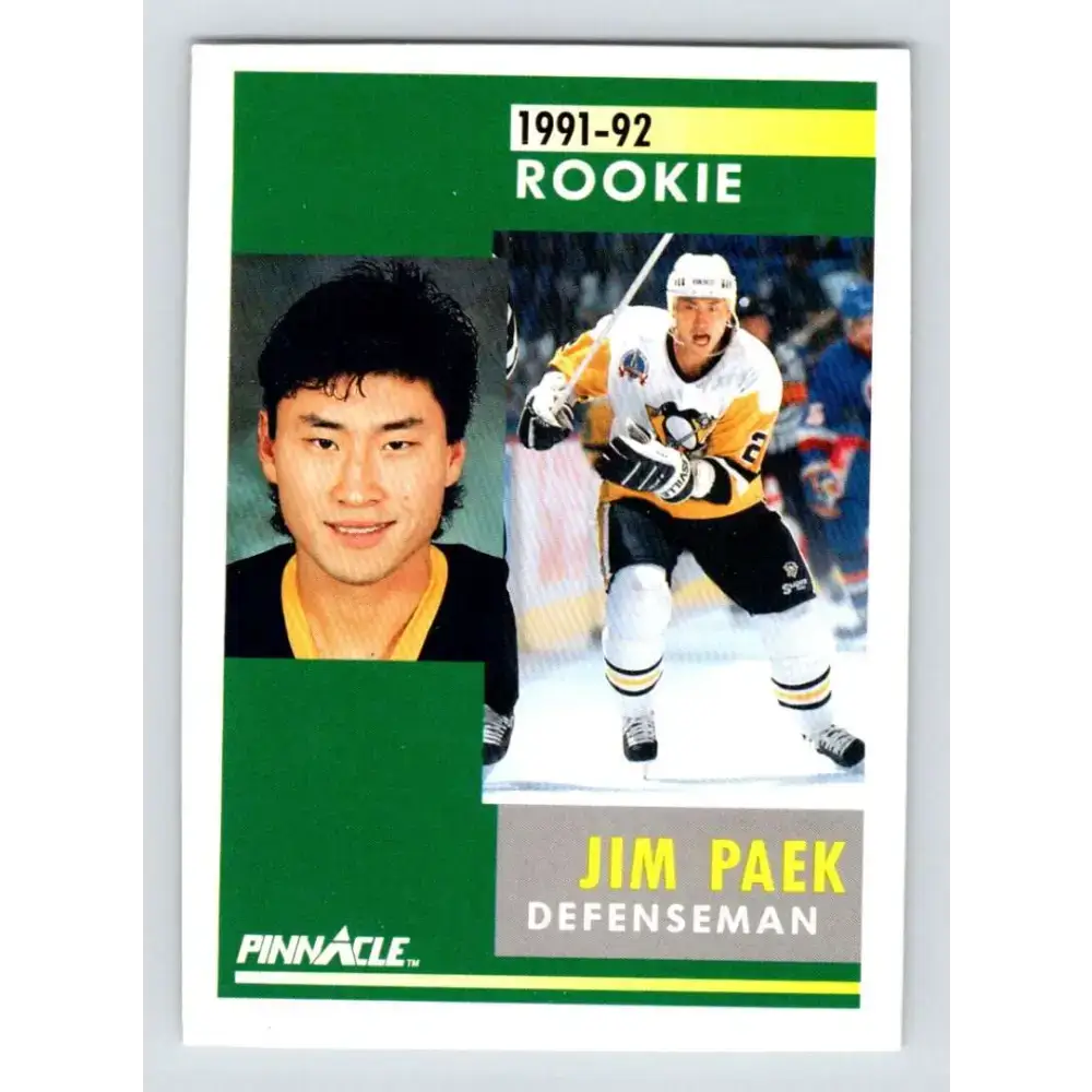 1991-92 Pinnacle #344 Jim Paek NM-MT RC Rookie Pittsburgh Penguins Hockey Card - Hockey Card Single