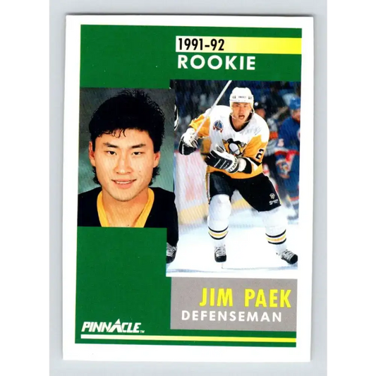 1991-92 Pinnacle #344 Jim Paek NM-MT RC Rookie Pittsburgh Penguins Hockey Card - Hockey Card Single