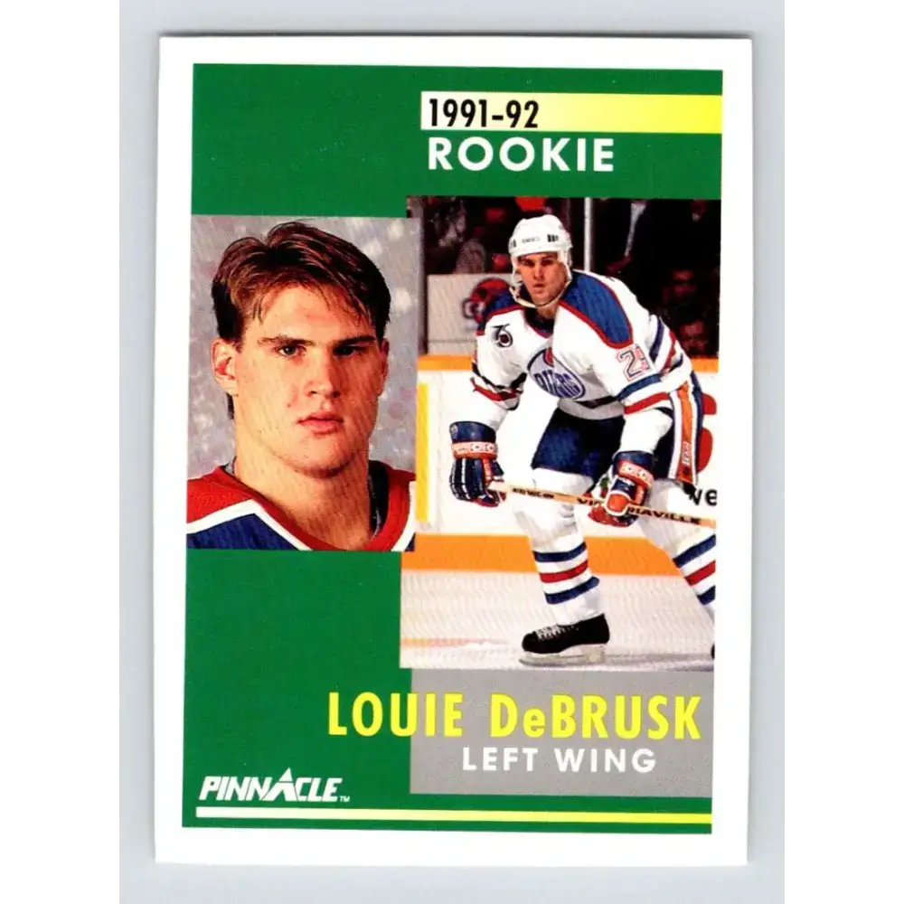 1991-92 Pinnacle #347 Louie DeBrusk NM-MT RC Rookie Edmonton Oilers Hockey Card - Hockey Card Single