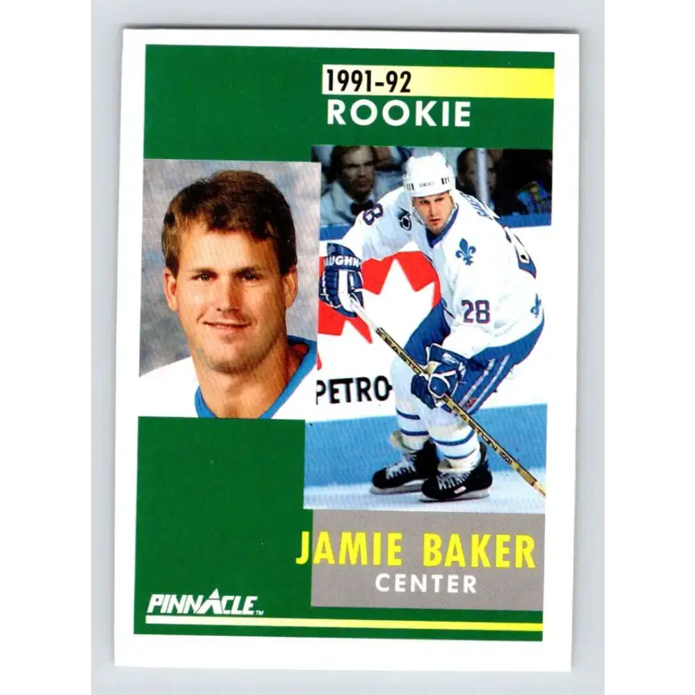 1991-92 Pinnacle #348 Jamie Baker NM-MT RC Rookie Quebec Nordiques Hockey Card - Hockey Card Single