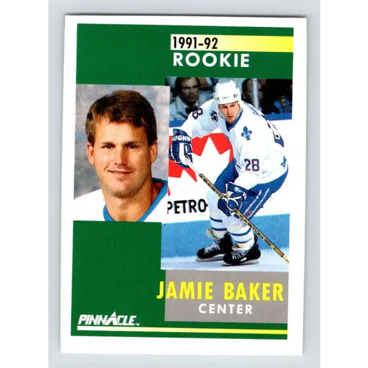 1991-92 Pinnacle #348 Jamie Baker NM-MT RC Rookie Quebec Nordiques Hockey Card - Hockey Card Single