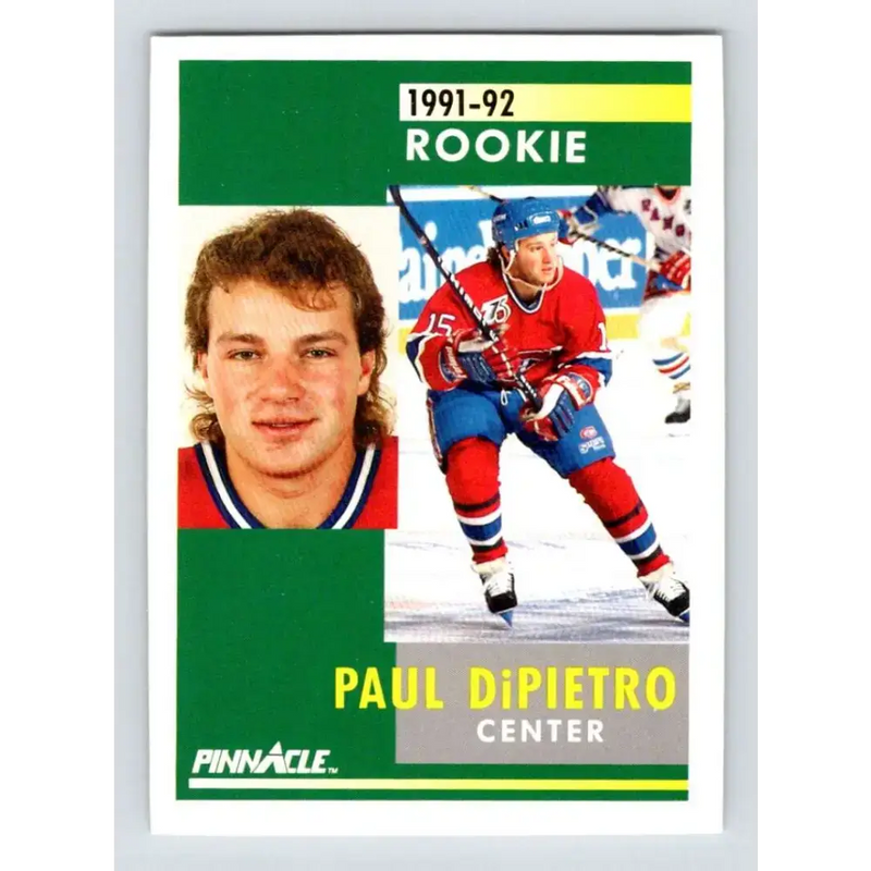 1991-92 Pinnacle #350 Paul DiPietro NM-MT RC Rookie Montreal Canadiens Hockey Card - Hockey Card Single