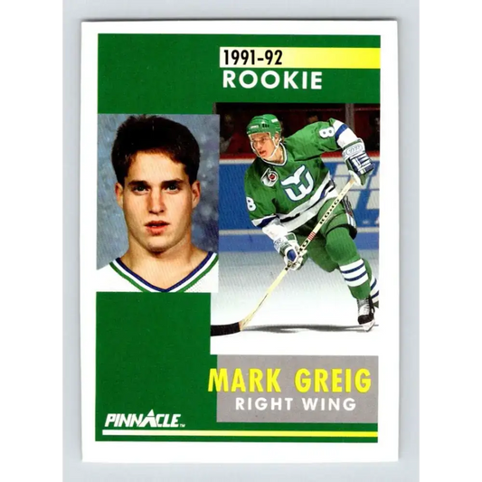 1991-92 Pinnacle #352 Mark Greig NM-MT Hartford Whalers Hockey Card - Hockey Card Single