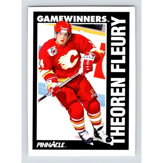 1991-92 Pinnacle #358 Theo Fleury NM-MT Calgary Flames Hockey Card - Hockey Card Single
