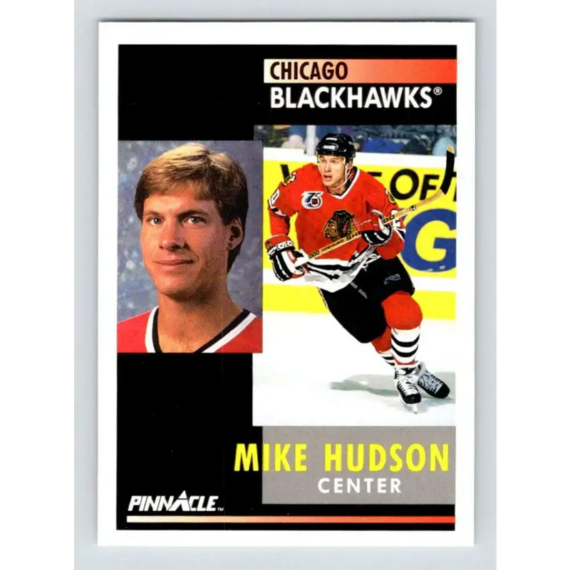 1991-92 Pinnacle #38 Mike Hudson NM-MT Chicago Blackhawks Hockey Card - Hockey Card Single