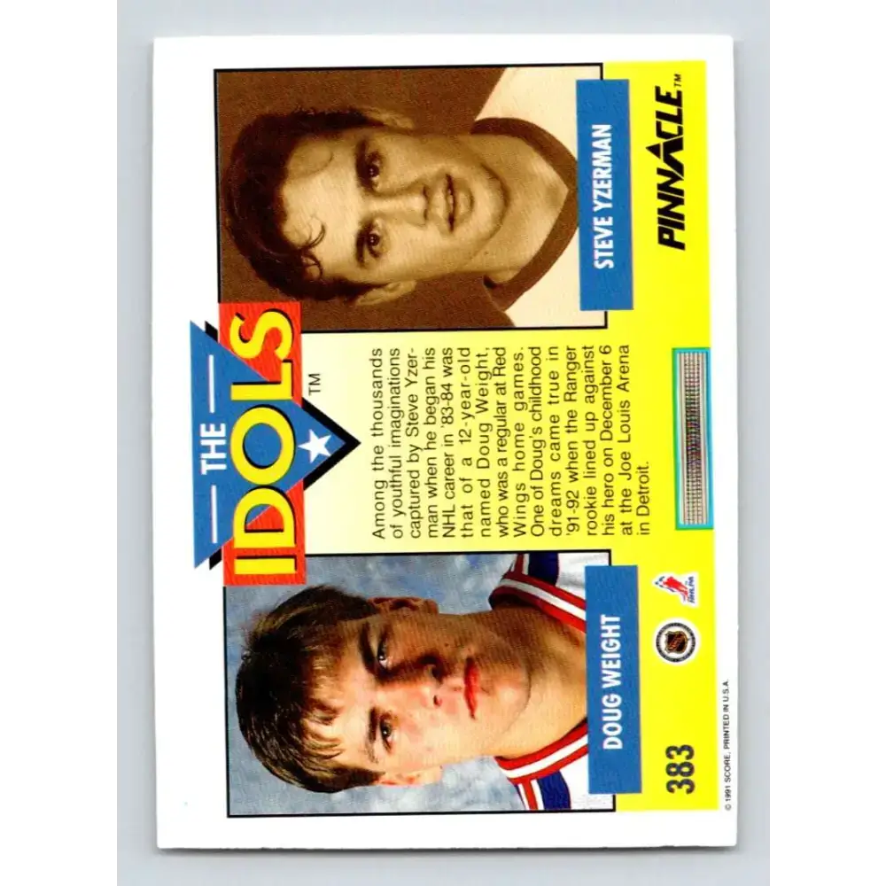 1991-92 Pinnacle #383 Steve Yzerman/Doug Weight NM-MT New York Rangers Hockey Card - Hockey Card Single