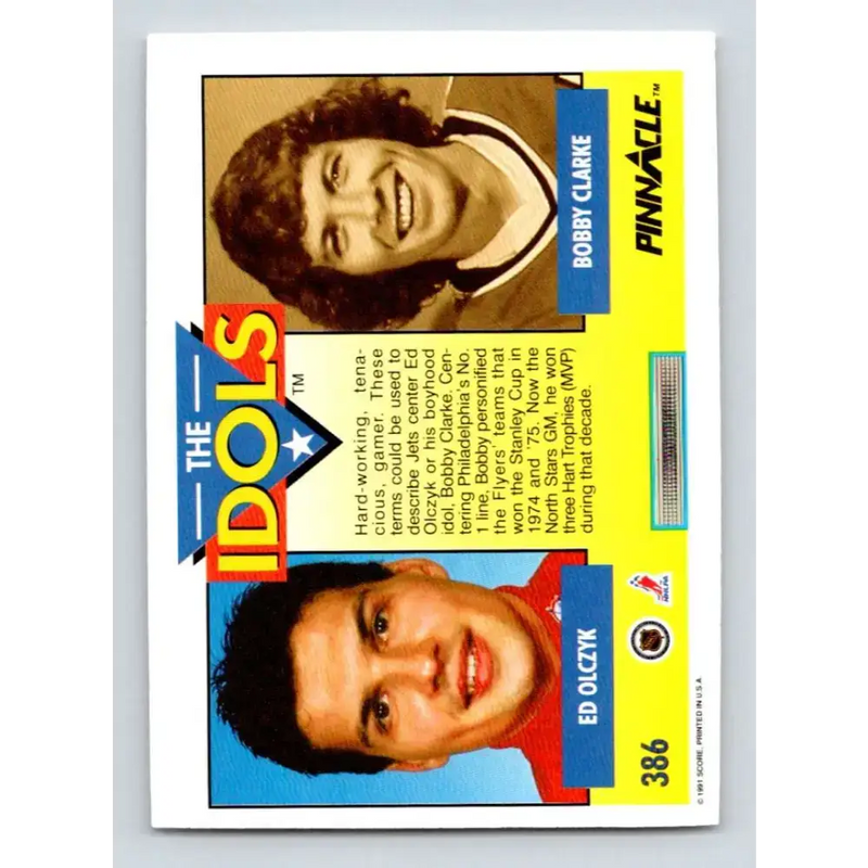 1991-92 Pinnacle #386 Ed Olczyk/Bobby Clarke NM-MT Winnipeg Jets Hockey Card - Hockey Card Single