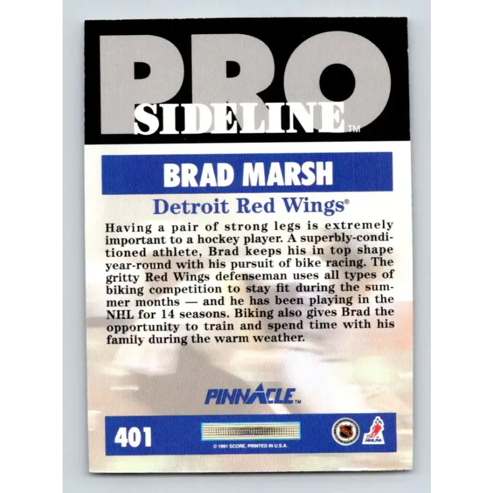 1991-92 Pinnacle #401 Brad Marsh SL NM-MT Detroit Red Wings Hockey Card - Hockey Card Single