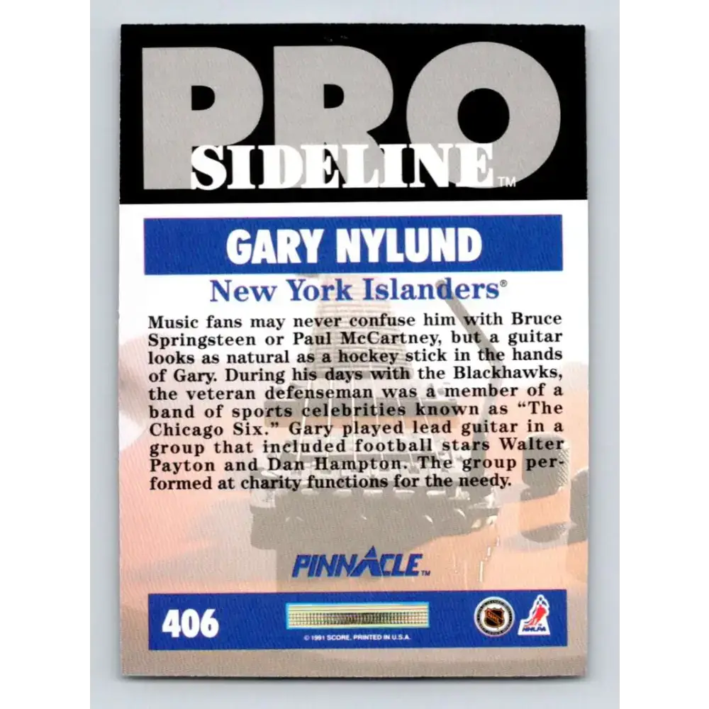 1991-92 Pinnacle #406 Gary Nylund SL NM-MT New York Islanders Hockey Card - Hockey Card Single