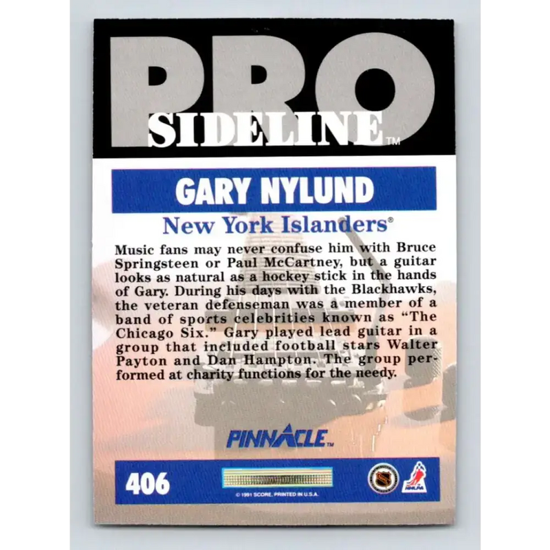1991-92 Pinnacle #406 Gary Nylund SL NM-MT New York Islanders Hockey Card - Hockey Card Single