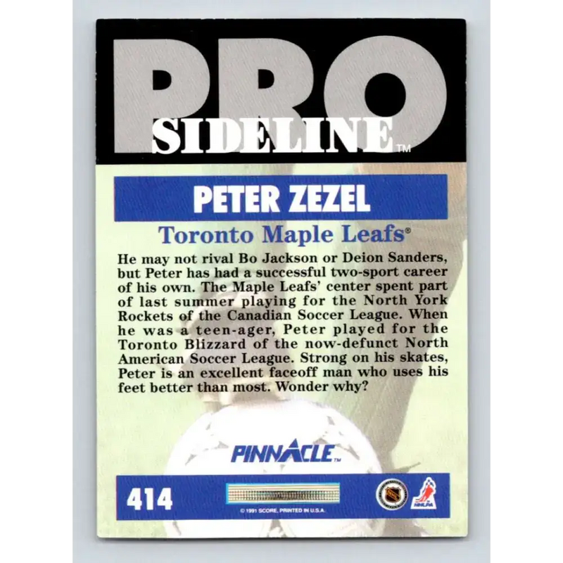 1991-92 Pinnacle #414 Peter Zezel SL NM-MT Toronto Maple Leafs Hockey Card - Hockey Card Single