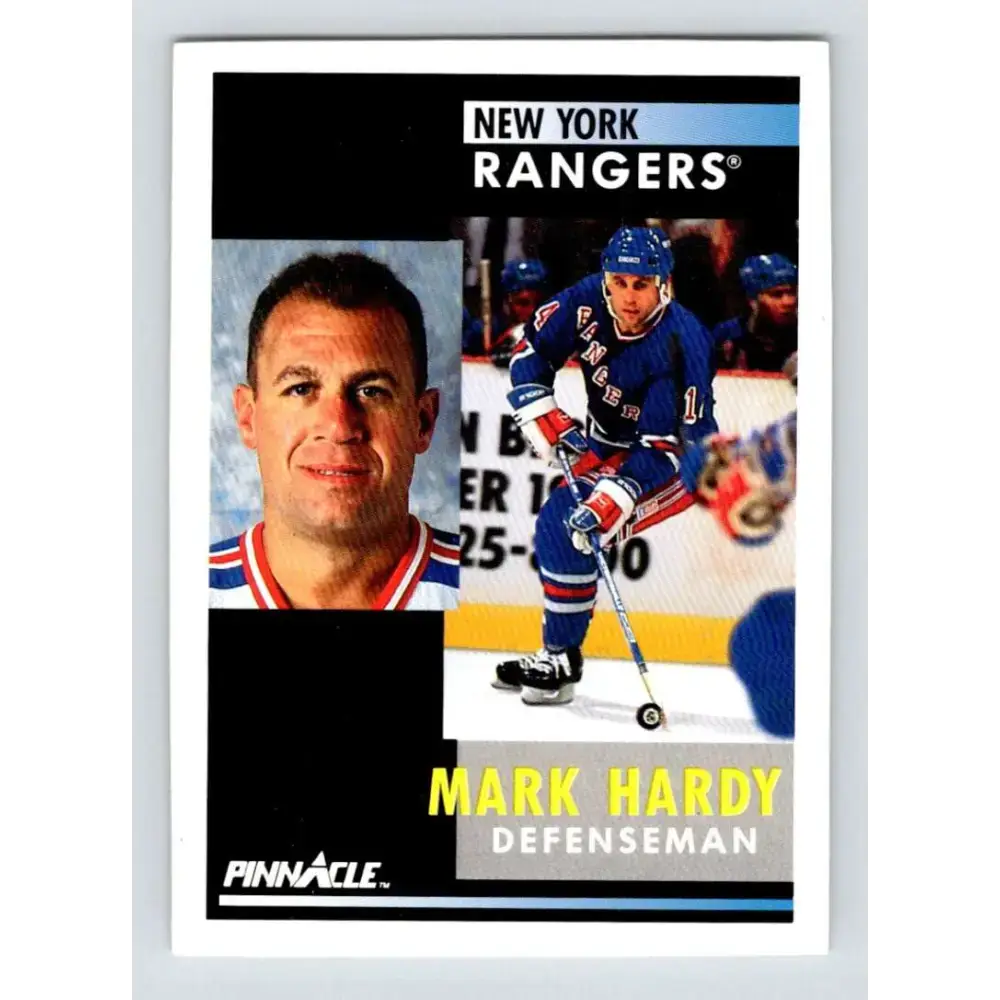 1991-92 Pinnacle #420 Mark Hardy NM-MT New York Rangers Hockey Card - Hockey Card Single