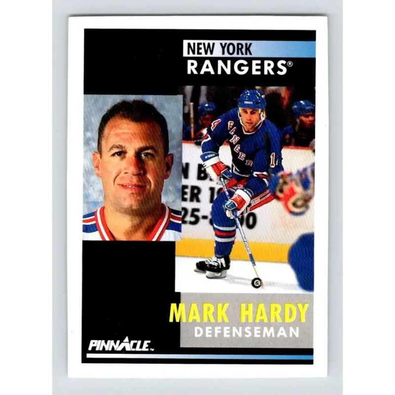 1991-92 Pinnacle #420 Mark Hardy NM-MT New York Rangers Hockey Card - Hockey Card Single