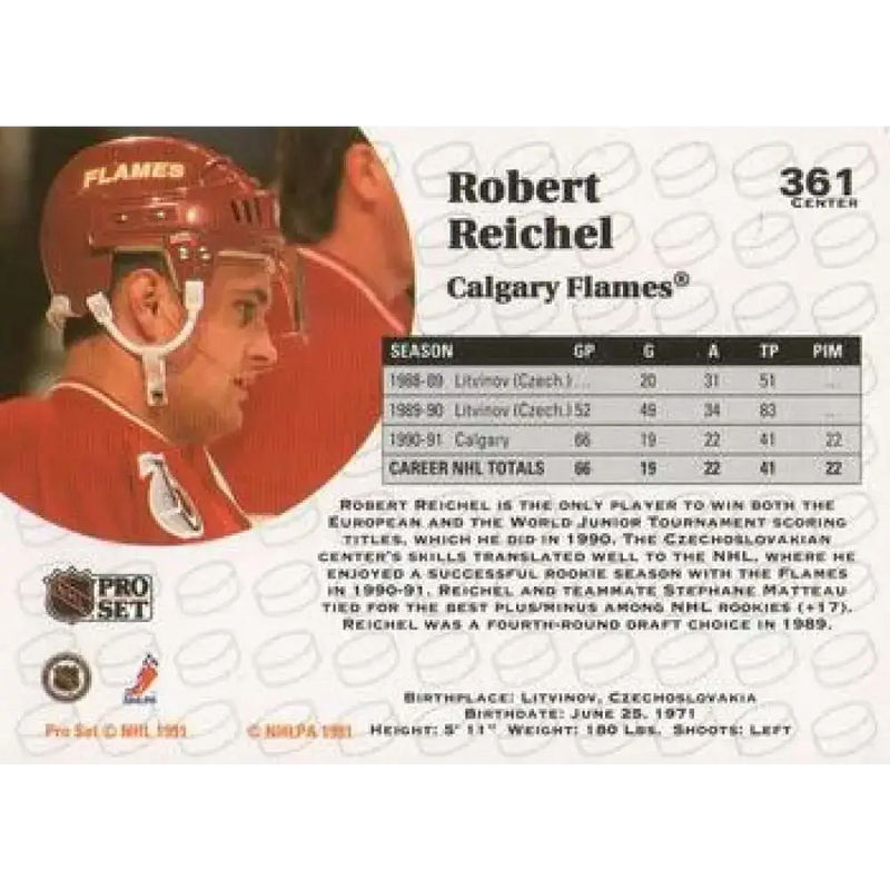 1991-92 Pro Set #361 Robert Reichel NM-MT Calgary Flames Hockey Card - Hockey Card Single
