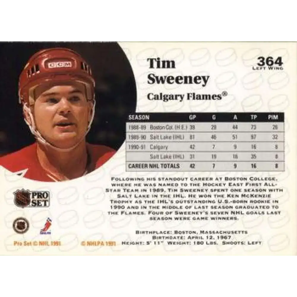 1991-92 Pro Set #364 Tim Sweeney NM-MT Calgary Flames Hockey Card - Hockey Card Single