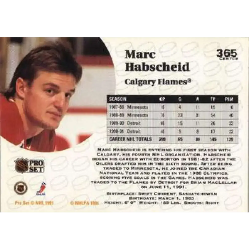 1991-92 Pro Set #365 Marc Habscheid NM-MT Calgary Flames Hockey Card - Hockey Card Single