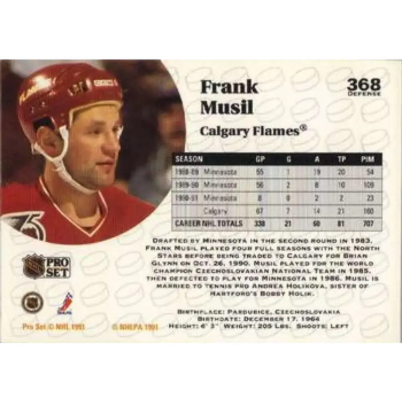 1991-92 Pro Set #368 Frank Musil NM-MT Calgary Flames Hockey Card - Hockey Card Single