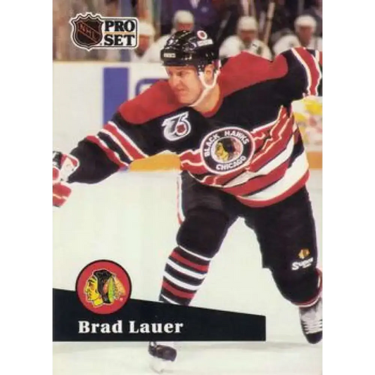 1991-92 Pro Set #375 Brad Lauer NM-MT Chicago Blackhawks Hockey Card - Hockey Card Single