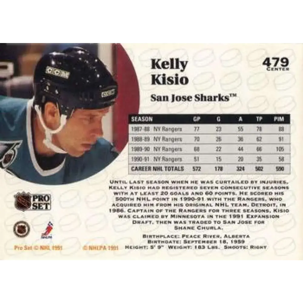 1991-92 Pro Set #479 Kelly Kisio NM-MT St. Louis Blues Hockey Card - Hockey Card Single