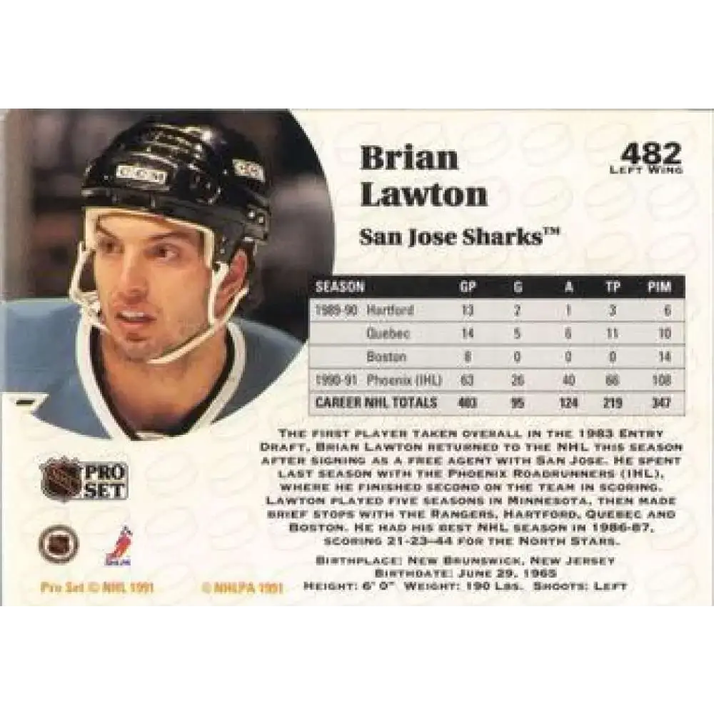 1991-92 Pro Set #482 Brian Lawton NM-MT St. Louis Blues Hockey Card - Hockey Card Single