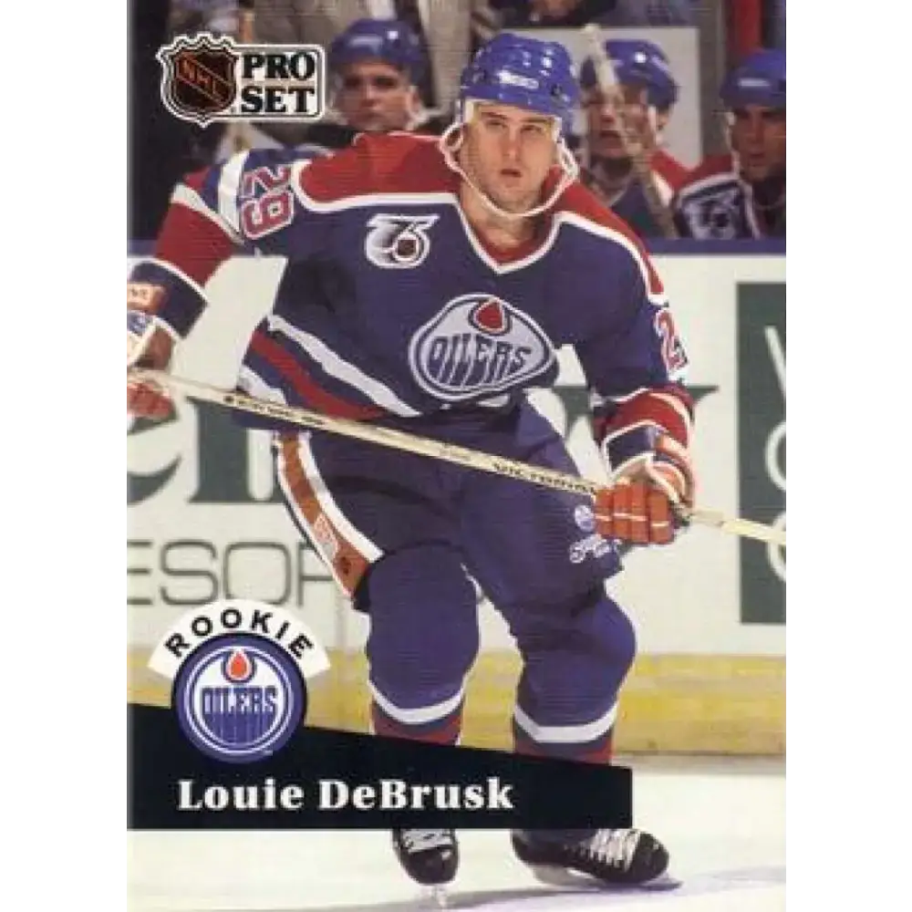 1991-92 Pro Set #535 Louie DeBrusk NM-MT RC Rookie Edmonton Oilers Hockey Card - Hockey Card Single