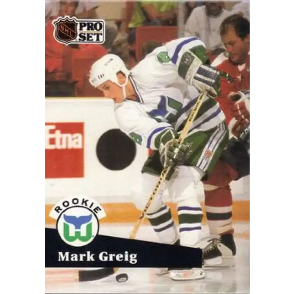 1991-92 Pro Set #537 Mark Greig NM-MT Hartford Whalers Hockey Card - Hockey Card Single