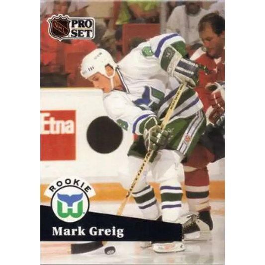 1991-92 Pro Set #537 Mark Greig NM-MT Hartford Whalers Hockey Card - Hockey Card Single