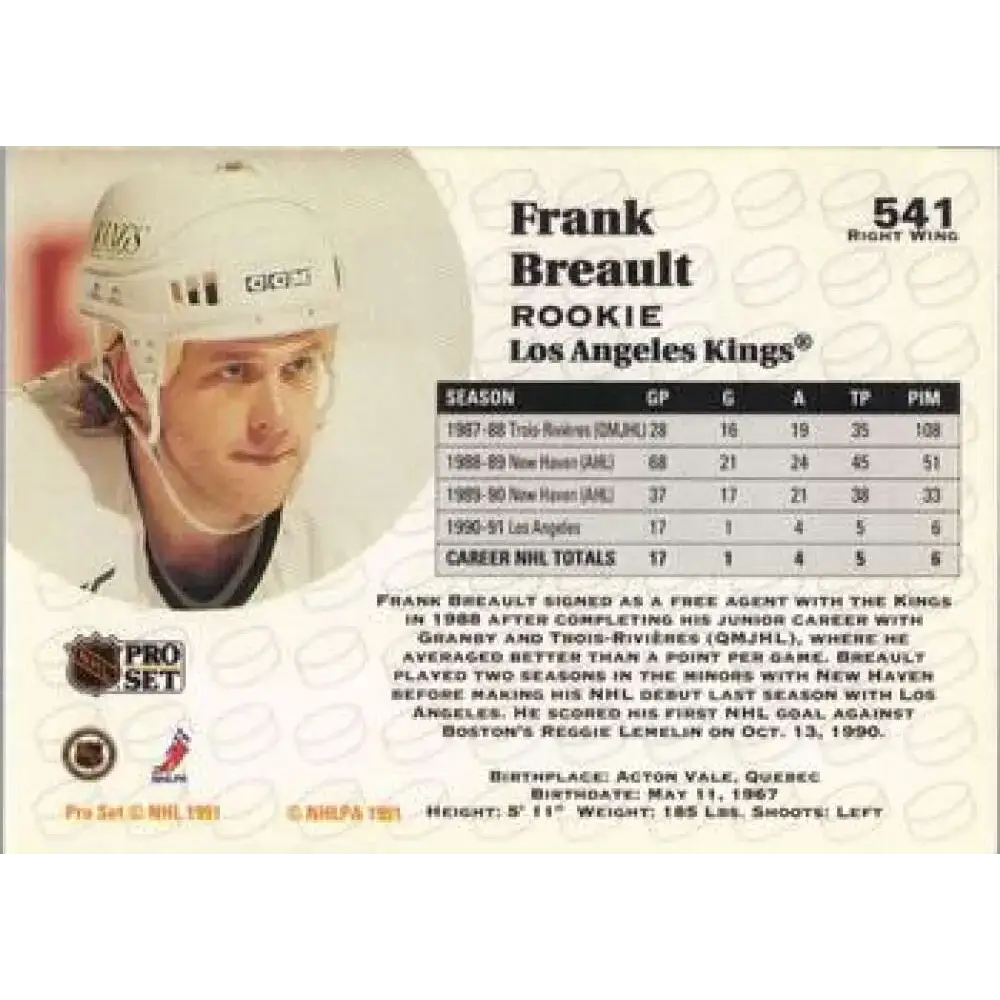 1991-92 Pro Set #541 Francois Breault NM-MT Los Angeles Kings Hockey Card - Hockey Card Single