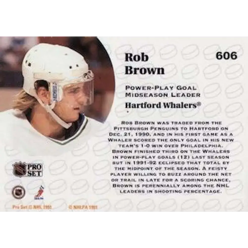 1991-92 Pro Set #606 Rob Brown LL NM-MT Hartford Whalers Hockey Card - Hockey Card Single
