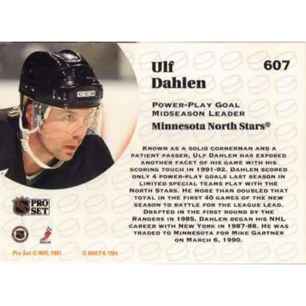 1991-92 Pro Set #607 Ulf Dahlen LL NM-MT Minnesota North Stars Hockey Card - Hockey Card Single