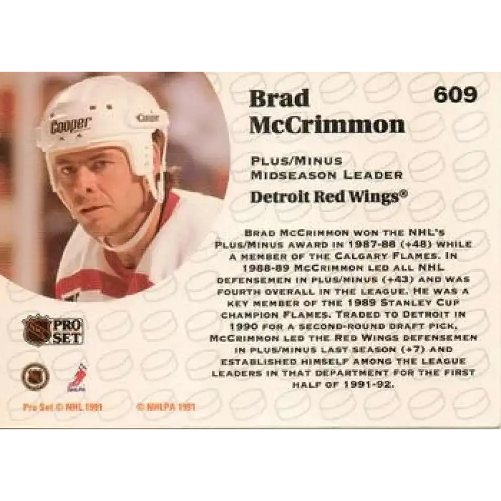 1991-92 Pro Set #609 Brad McCrimmon LL NM-MT Detroit Red Wings Hockey Card - Hockey Card Single
