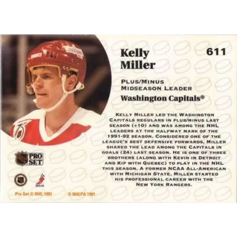 1991-92 Pro Set #611 Kelly Miller LL NM-MT Washington Capitals Hockey Card - Hockey Card Single