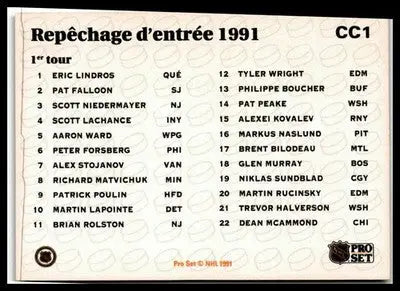 1991-92 Pro Set French #CC1 Repêchage d’entrée Collectibles - Hockey Card Single
