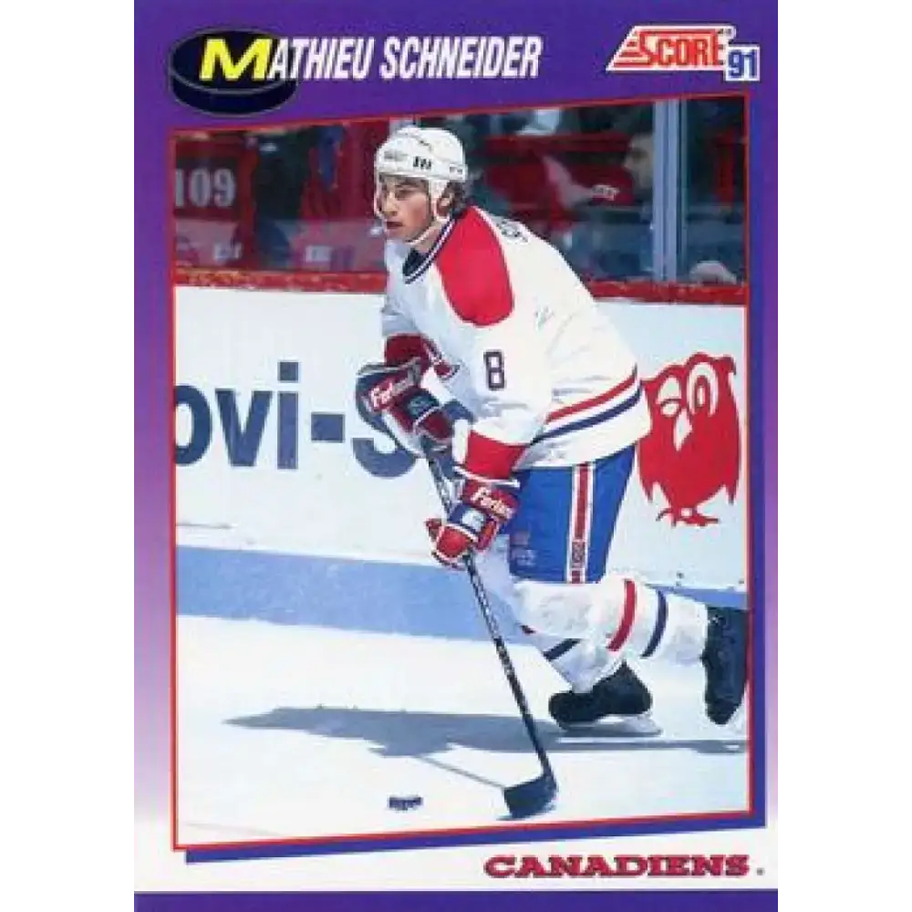 1991-92 Score American #105 Mathieu Schneider NM-MT Montreal Canadiens Hockey Card - Hockey Card Single