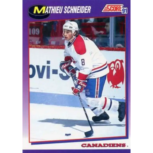1991-92 Score American #105 Mathieu Schneider NM-MT Montreal Canadiens Hockey Card - Hockey Card Single