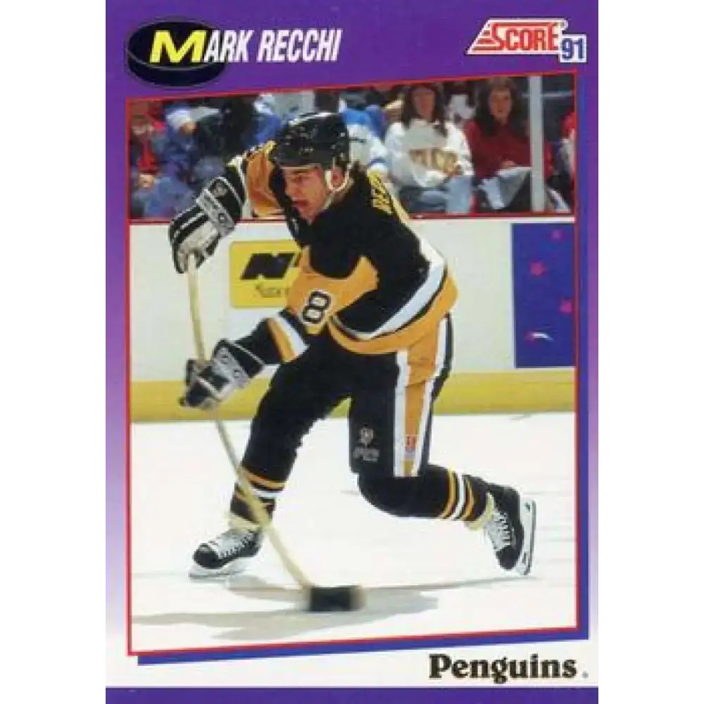 1991-92 Score American #145 Mark Recchi NM-MT Pittsburgh Penguins Hockey Card - Hockey Card Single