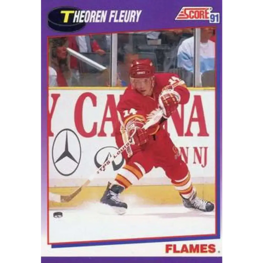 1991-92 Score American #226 Theo Fleury NM-MT Calgary Flames Hockey Card - Hockey Card Single