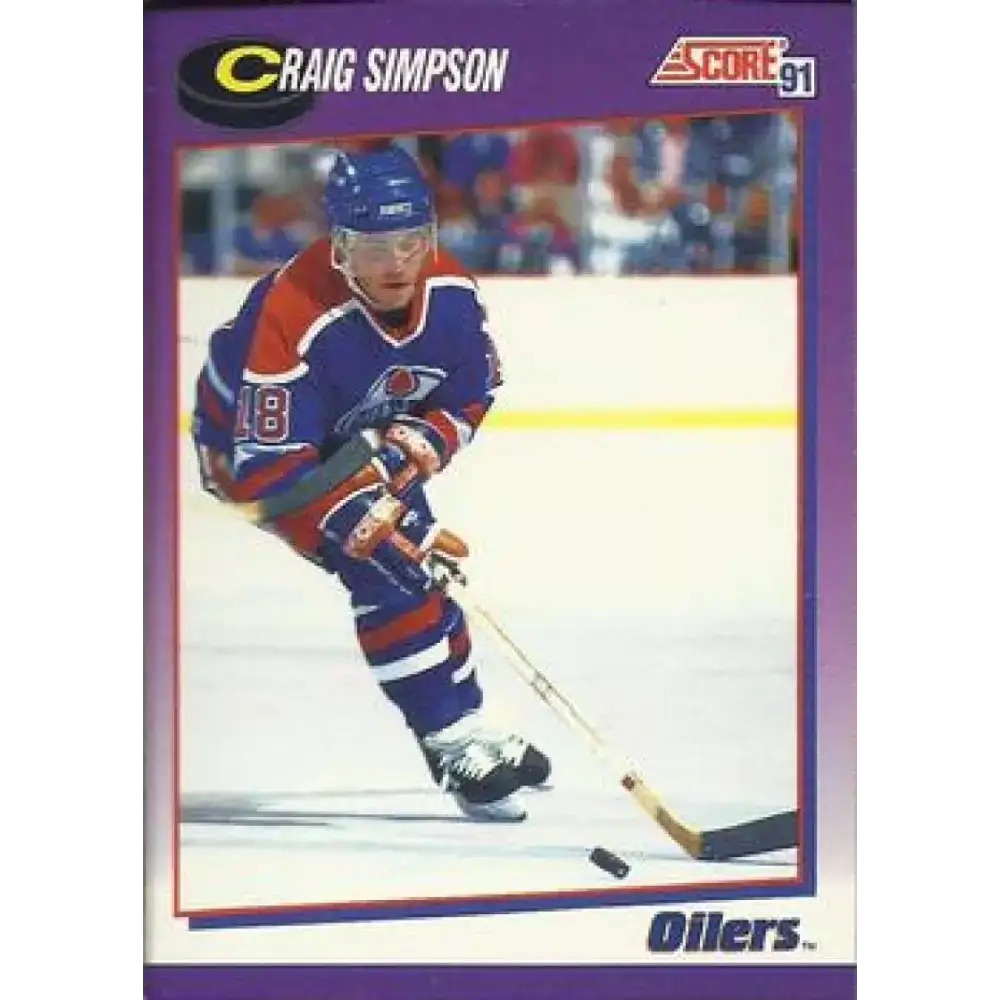 1991-92 Score American #255 Craig Simpson NM-MT Edmonton Oilers Hockey Card - Hockey Card Single