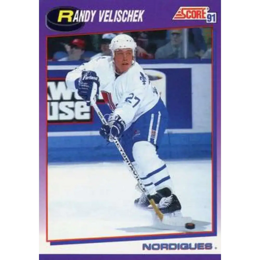 1991-92 Score American #257 Randy Velischek NM-MT Quebec Nordiques Hockey Card - Hockey Card Single