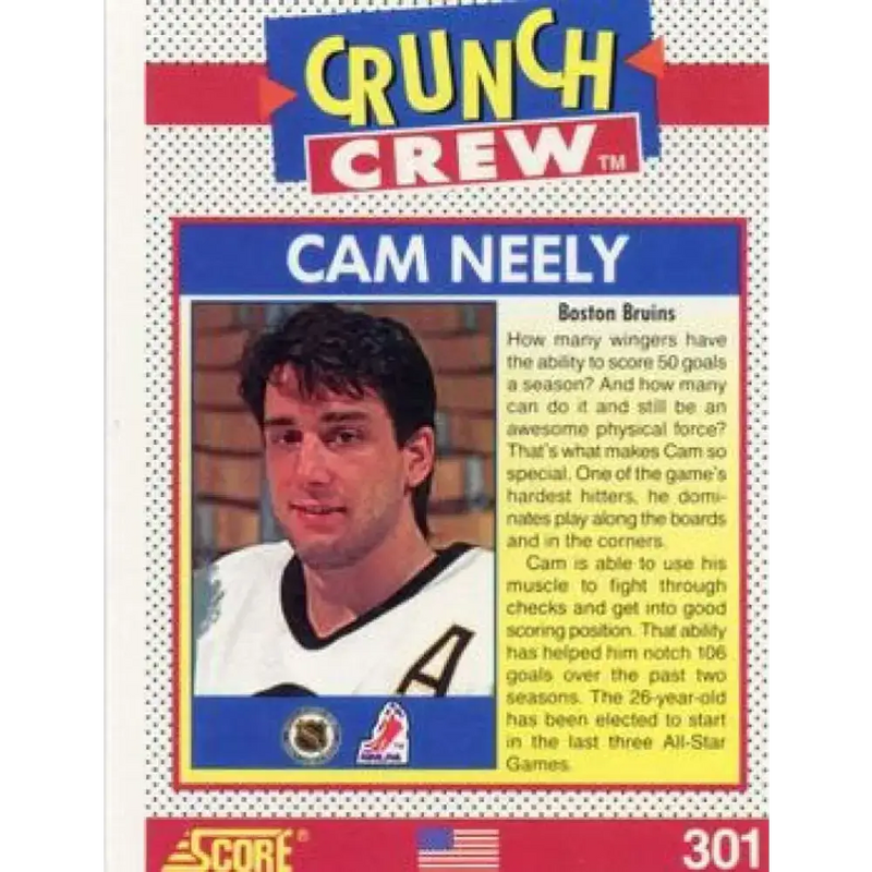 1991-92 Score American #301 Cam Neely NM-MT Boston Bruins Hockey Card - Hockey Card Single