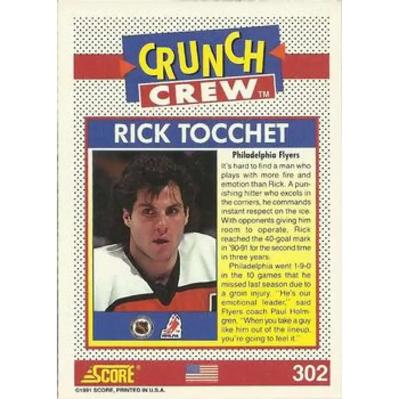1991-92 Score American #302 Rick Tocchet NM-MT Philadelphia Flyers Hockey Card - Hockey Card Single