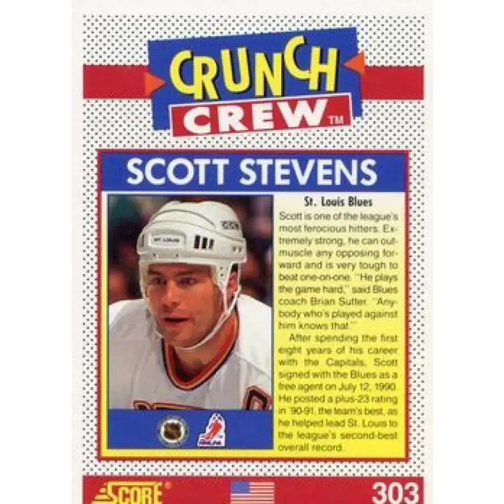 1991-92 Score American #303 Scott Stevens NM-MT St. Louis Blues Hockey Card